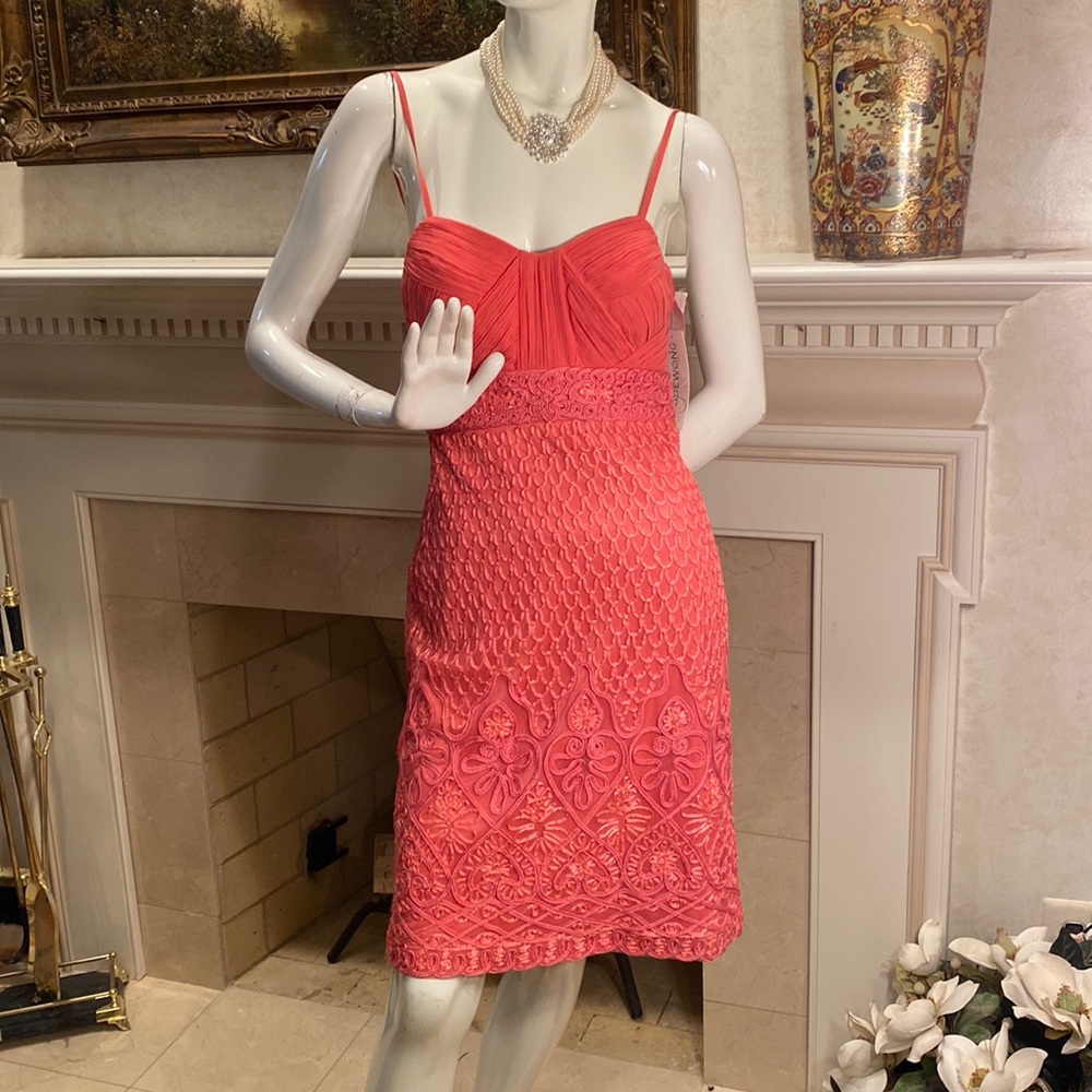 Sue Wong stunning pink ribbon embroidered dress NWT